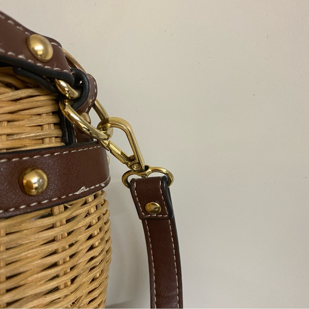 Tommy Bahama Chocolate Wicker Rattan Crossbody Bag Basket Purse Nautical - Picture 7 of 9